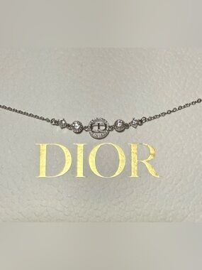 Stunning Crystal CD Initial Necklace in Silvertone